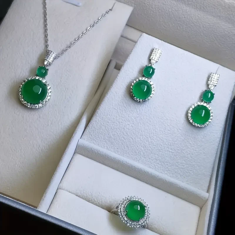 Jewelry Set Of Three (necklace, Ring, Earrings),