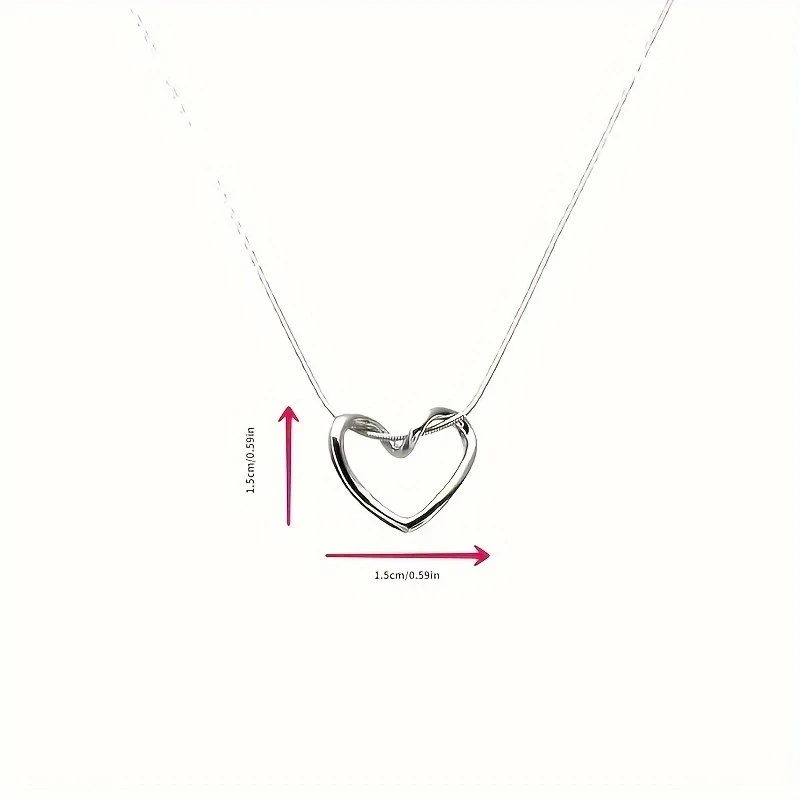 A Delicate Hollowed-out Peach Heart-shaped Minimalist Collarbone Pendant Necklace The Perfect Gift for Ladies
