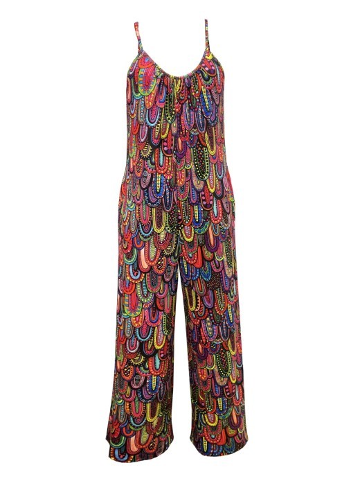 Sleeveless Women's Printed Loose Jumpsuit