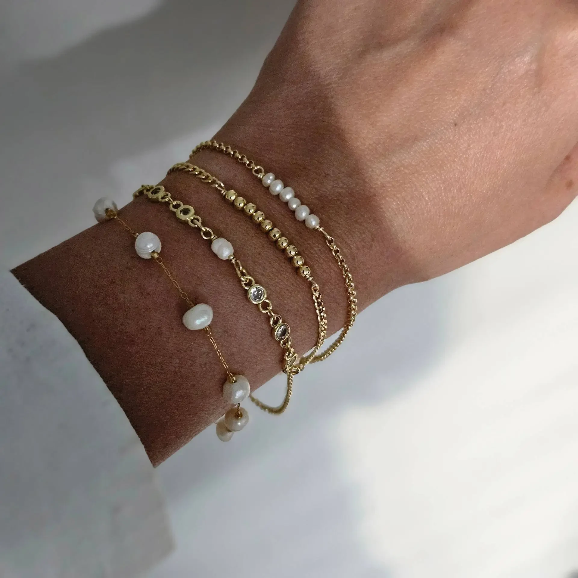 Simple Fashion Matching Creative Design Geometric Pearl Beaded Bracelet