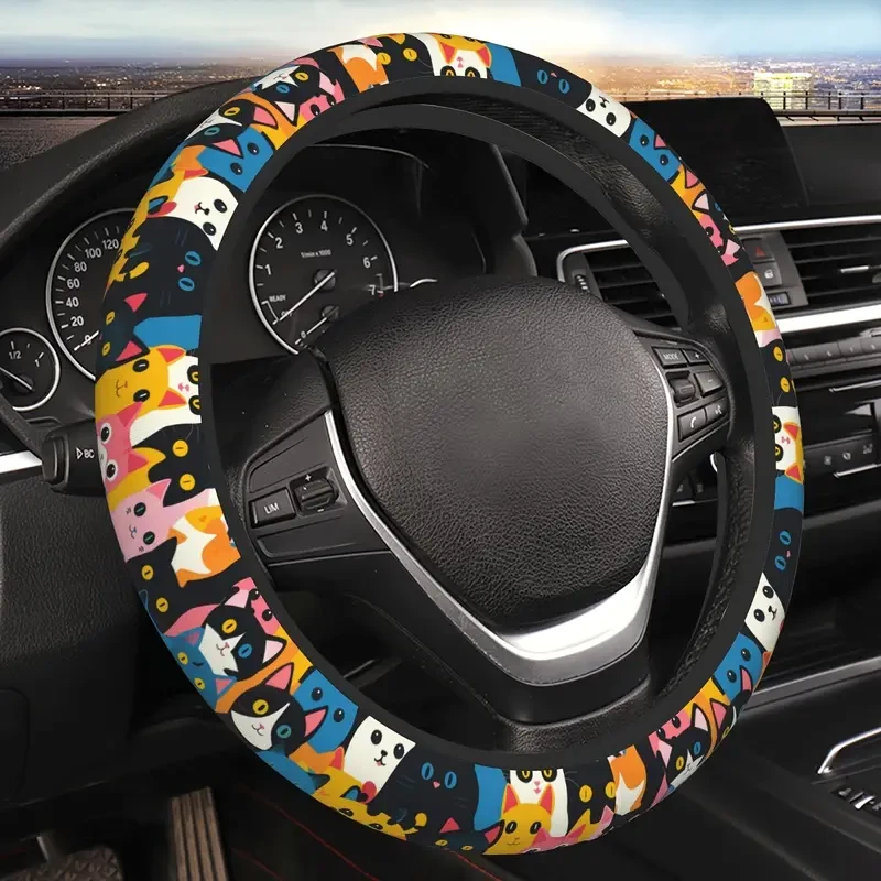 38.1cm Non-Slip Steering Wheel Cover - Breathable, Sun-Protective Polyester