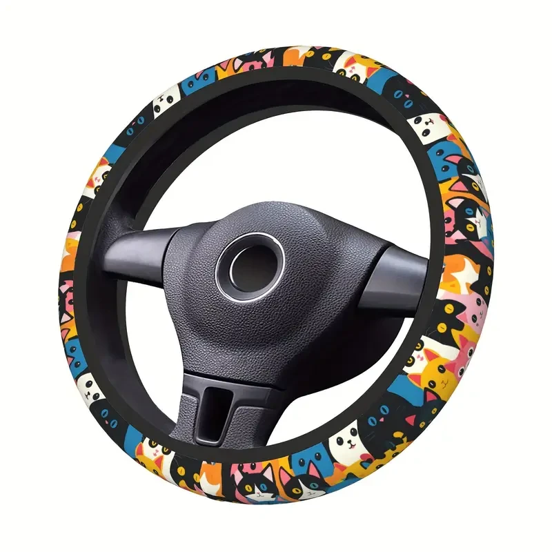38.1cm Non-Slip Steering Wheel Cover - Breathable, Sun-Protective Polyester