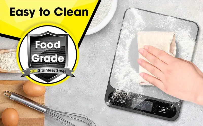 1pc, Food Scale Black, 22lb/10kg Digital Kitchen Scale Grams And Oz For Baking Cooking And Weight Loss, 1g/0.04oz Precise Graduation, Easy Clean Stainless Steel, Kitchen Gadgets, Kitchen Supplies, Kitchen Tools, Kitchen Stuff, Kitchen Accessories