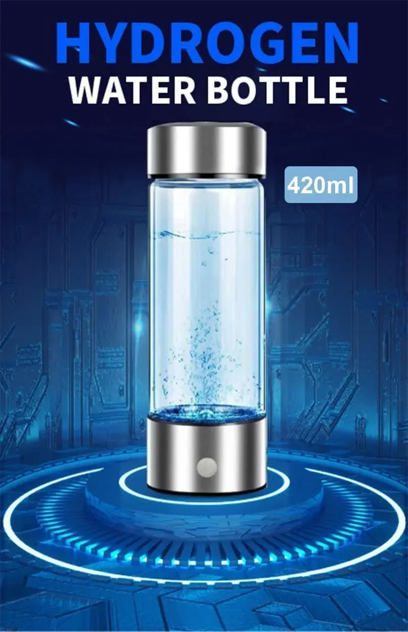 Portable Hydrogen-Rich Water Cup Generator, 420ml Stainless Steel Hydrogen Water Bottle, Rechargeable USB Charged, 36V or Below Voltage, Home, Travel, Office Compatible, Water Ionizer Filter Machine