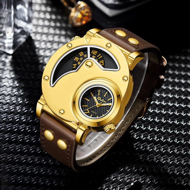 Gold Multi-functional Exaggerated Dial Watch For Men
