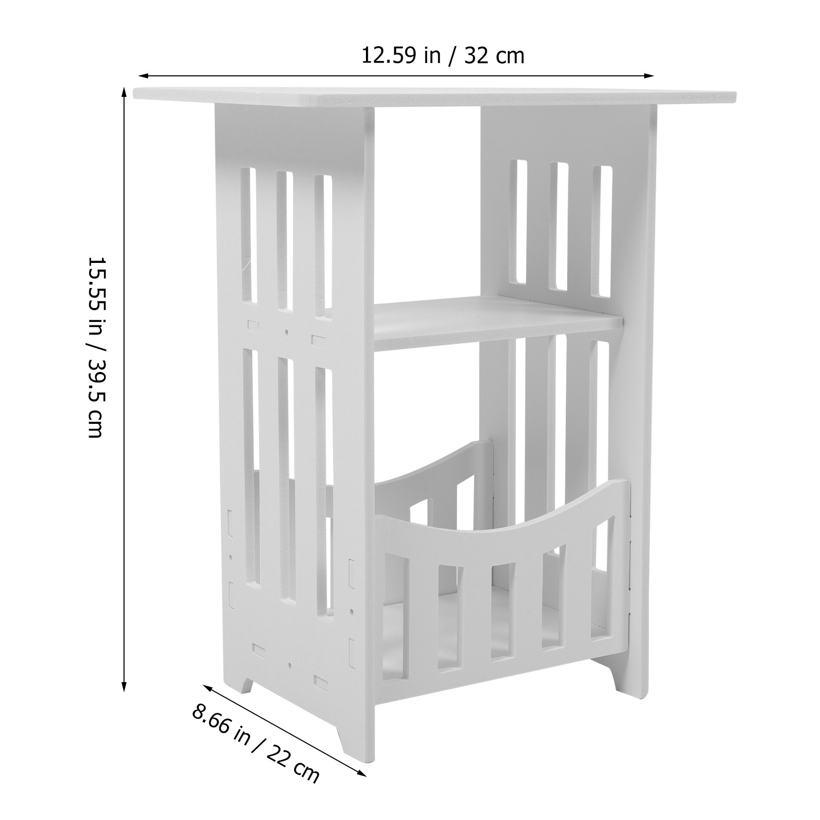 Living Room Sofa Side Table - Bedroom Nightstand, Hollow Bedside Table for Room, White Sofa Side Table for Bedroom