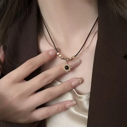 Boho-Chic Starburst Pendant Necklace | Vintage Alloy with Cat's Eye & Tiger's Eye Stones, Gold-Plated, Perfect for Daily Wear & Lunar New Year Gift