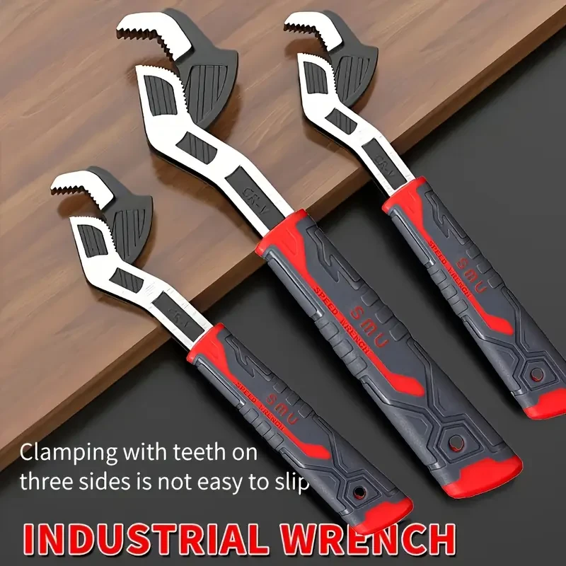 Versatile Quick-Release Wrench with Precision Teeth - Multi-Size Self-Locking, Dual-Color Grip for Pipes, Screws & More - Ideal for Air Conditioner, Car & Home Repairs