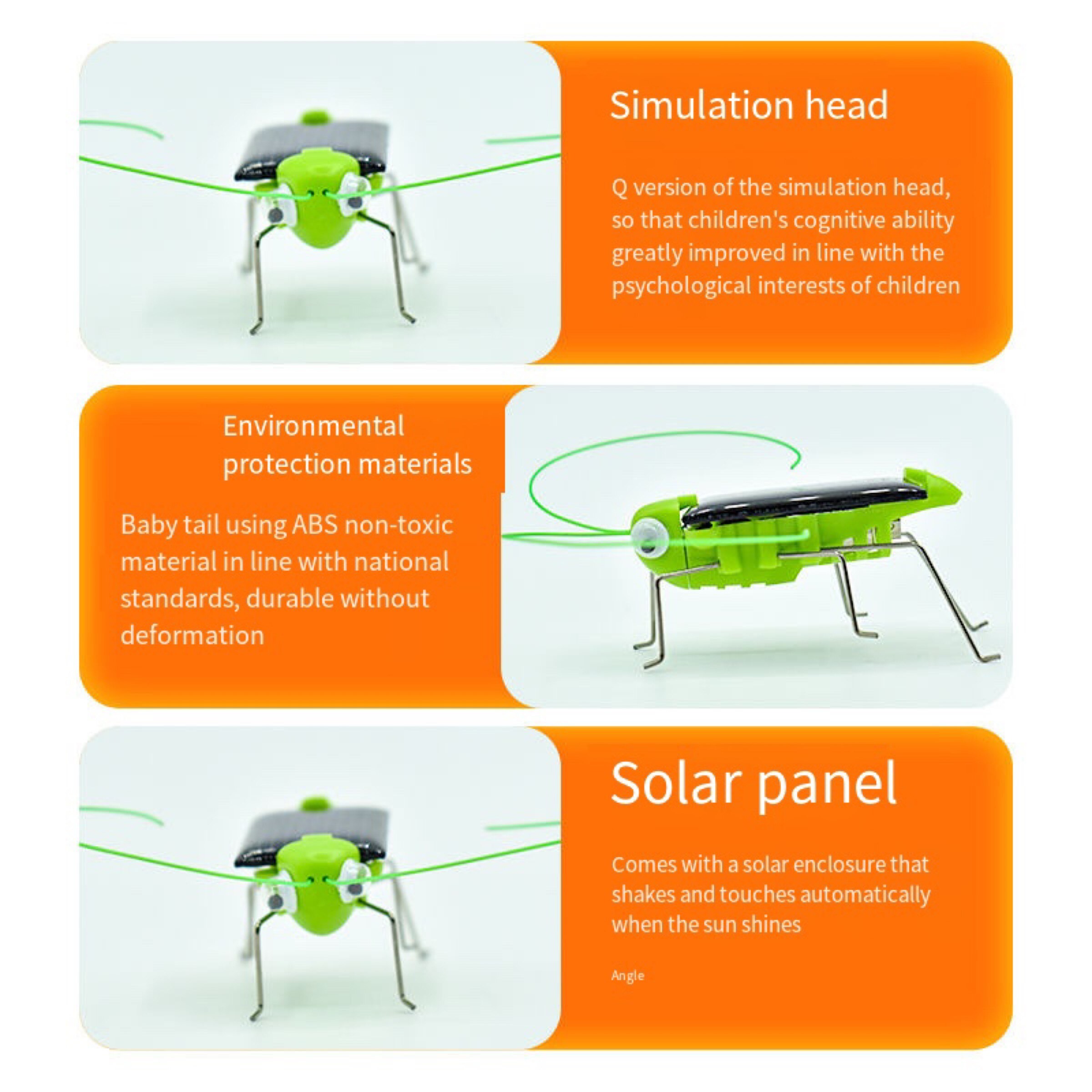 Solar Grasshopper Toy Puzzle Eco-Friendly Solar-Powered Insect Toy for Kids