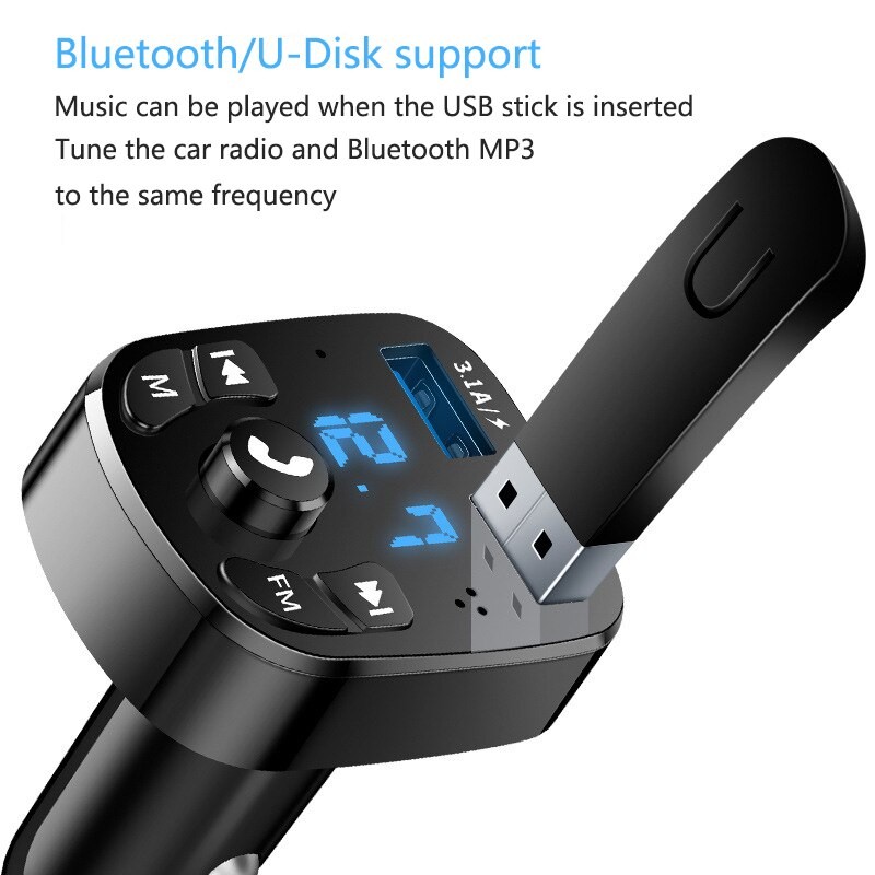 Car MP3 Player with Dual USB Fast Charger and FM Bluetooth Receiver
