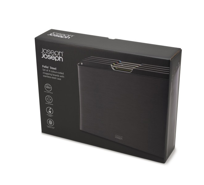 Folio Steel 4-piece chopping board set Carbon Black - Joseph Joseph