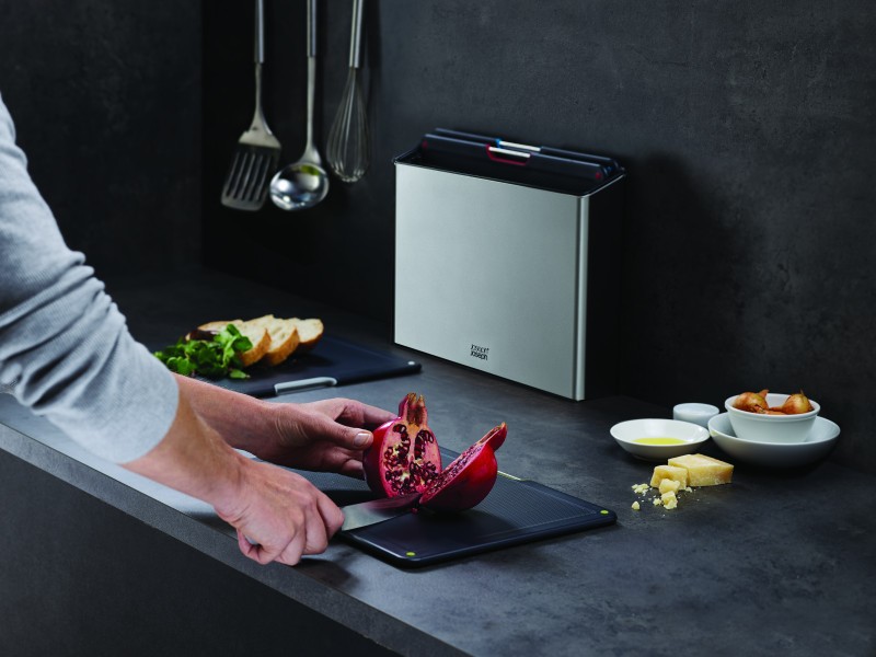 Folio Steel 4-piece chopping board set Stainless Steel - Joseph Joseph