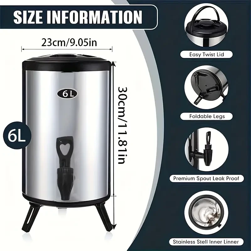 Versatile Large-Capacity Insulated Beverage Dispenser - Perfect for Hot & Cold Drinks, Ideal for Coffee, Tea, Beer - Essential for Parties, Travel & Home Use