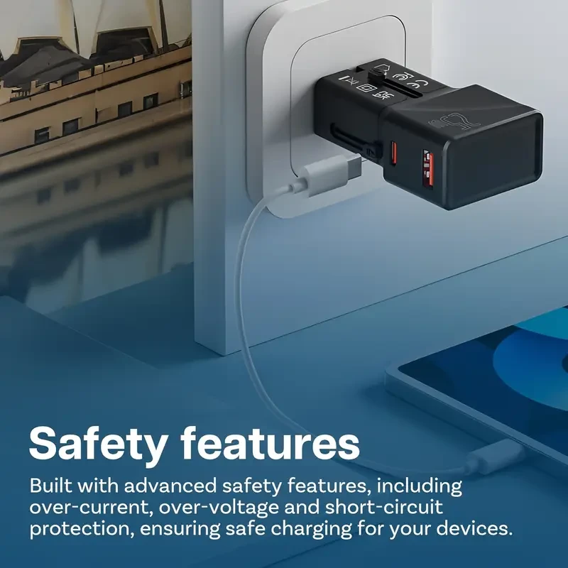 SOOPII 25W International Travel Power Adapter with USB-C & USB-A Ports