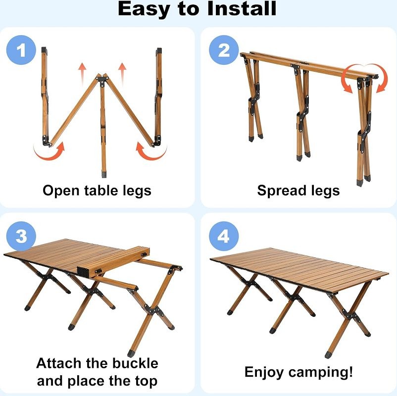 90/120CM Folding Dining Table Camping Picnic Egg Roll