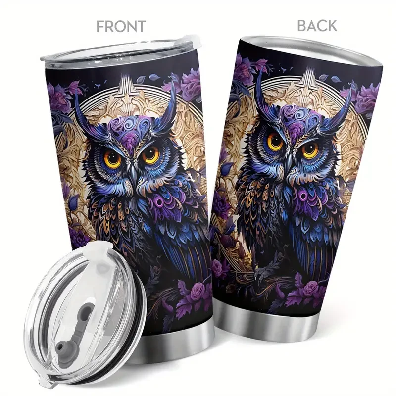 Owl Painting 20oz Tumbler - Vacuum Insulated Travel Mug with Lid