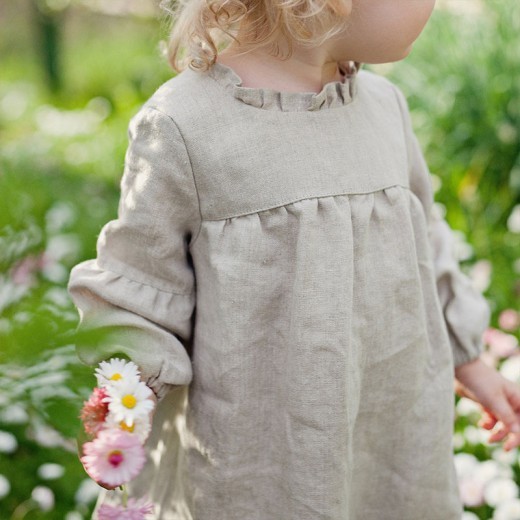 Long Sleeve Wooden Ear Collar Back Bandage Design Sense Children's Doll Skirt
