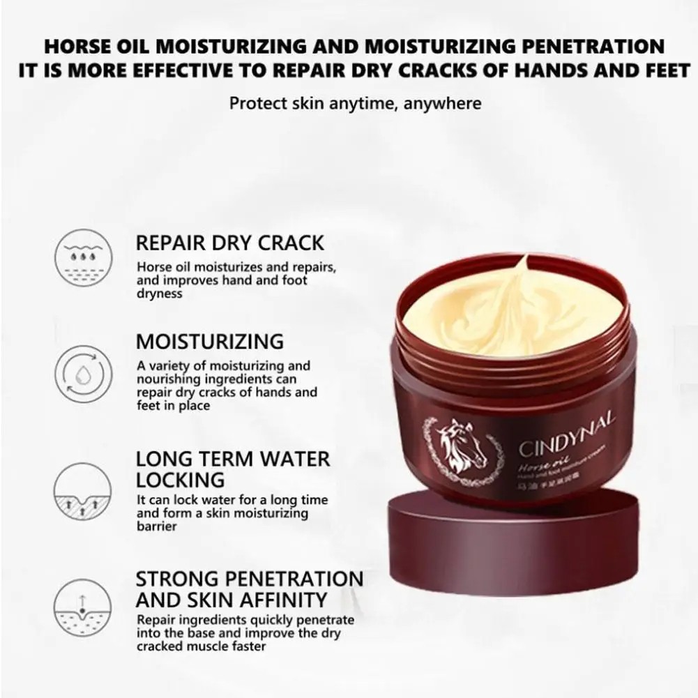 Horse Oil Hand and Foot Salve Cream Natural Heel Repair Cream for Drying, Cracking, and Moisturizing