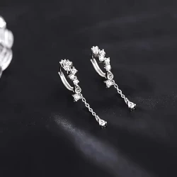 1 Pair Vintage Boho Alloy CZ Hoop Earrings - Teardrop Huggie Dangle with Water Droplet Accents, Perfect for Daily Wear & Special Occasions, Christmas Gift Jewelry for Women