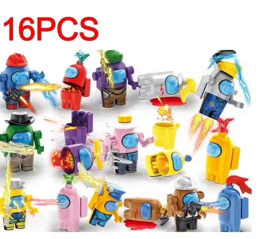 16PCS Space Werewolf Kill Including Weapons Base Game Star Space Alien Figure Classic Model Bricks Sets Kits Kids Toys Gifts