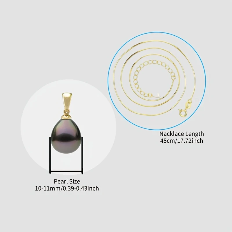 Sea Water Tahitian Pearl Pendant Water Drop Baroque Sea Water Pearl with S925 Silver Seed Buckle