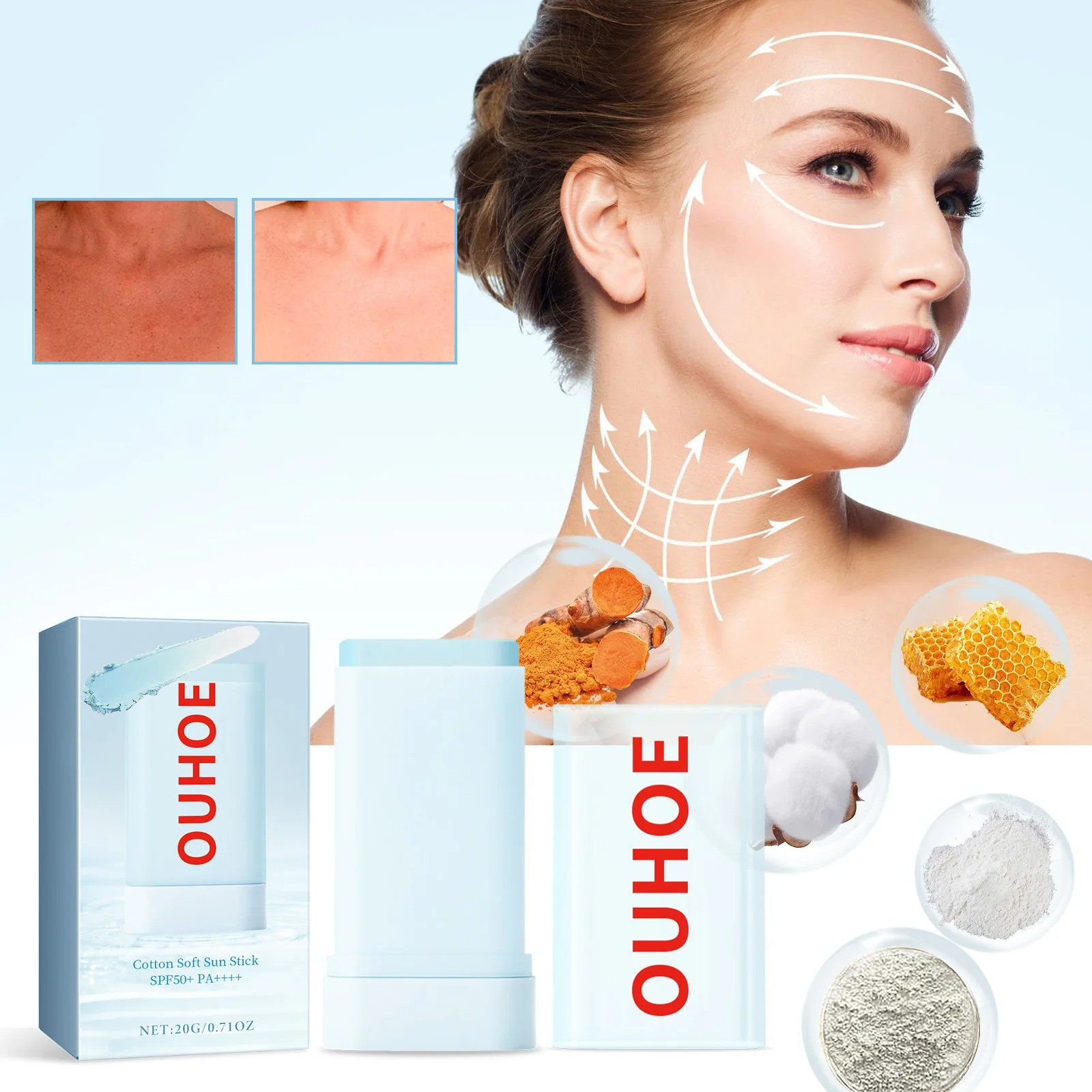 Sunscreen Stick Matte Sun Stick SPF50+ PA+++ UV Protection, Oil-Control, and Anti-Oxidant Formula