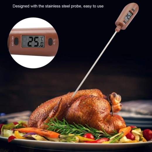 Digital Cooking Thermometer Double Use Silicone Scraper Spatula Safety Cooking Food BBQ Meat Thermometer Baking Tool