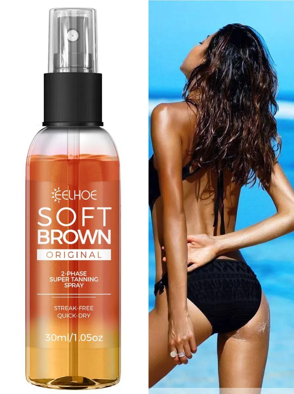 Wheat-Colored Tanning Spray Sunbathing Aid for Gentle, Natural Tan Indoors & Outdoors