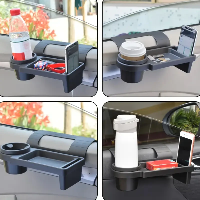 1/2pcs Multifunctional Car Organizer Box With Cup Holder, Side Door Window Phone Slot, Hanging Storage Rack For Vehicle, Plastic Material