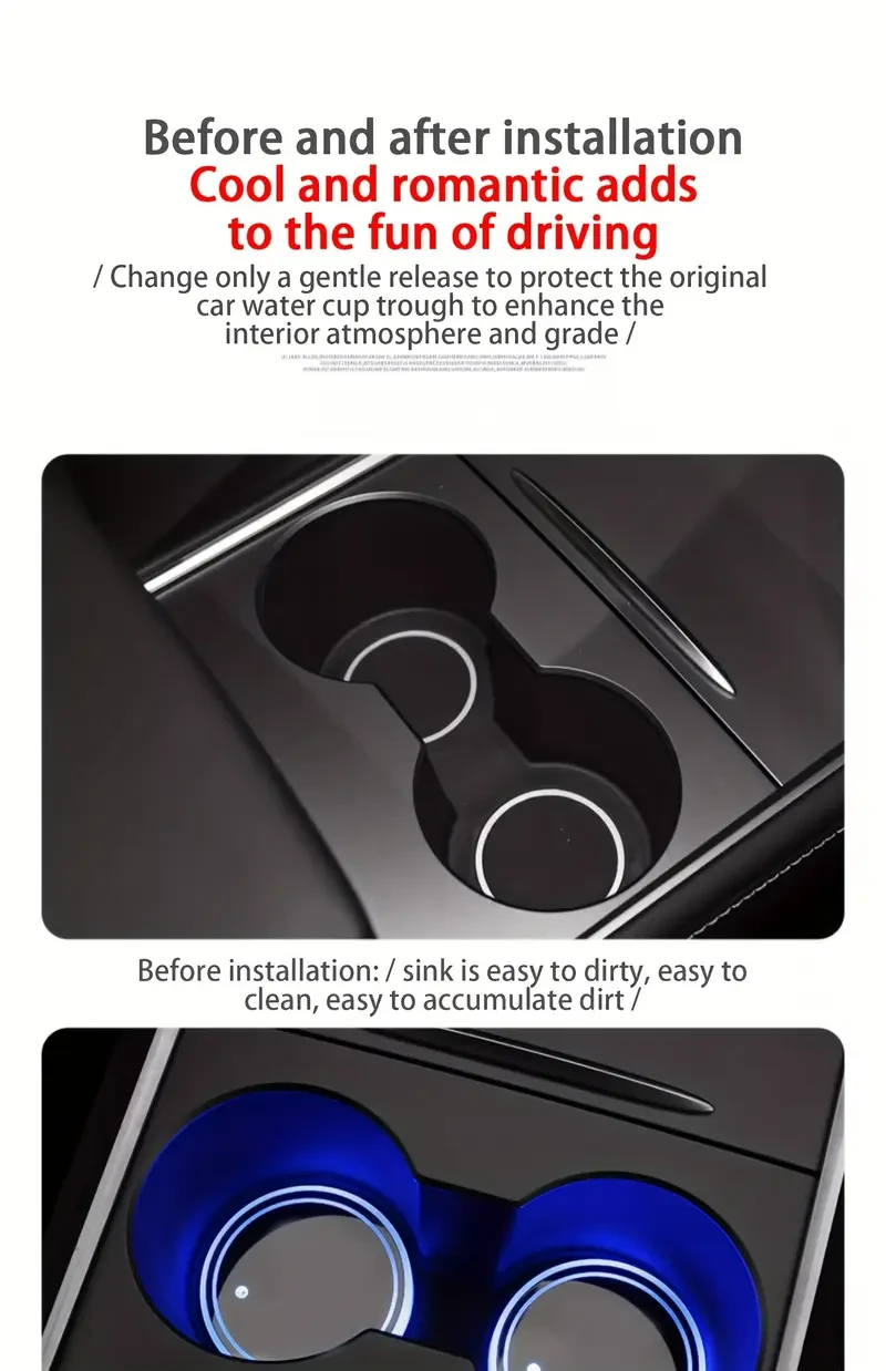 [Popular Choice] LED Neon Car Cup Holder Coaster, USB Rechargeable Glass Drink Mat with Intelligent Sensing Color Atmosphere Lighting, Glow-in-the-Dark Vehicle Interior Accessory, Bar & Home Decor, Storage & Organization for Home & Garage