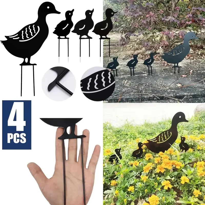Premium 4-Pcs Garden Metal Statue Ornaments Decor
