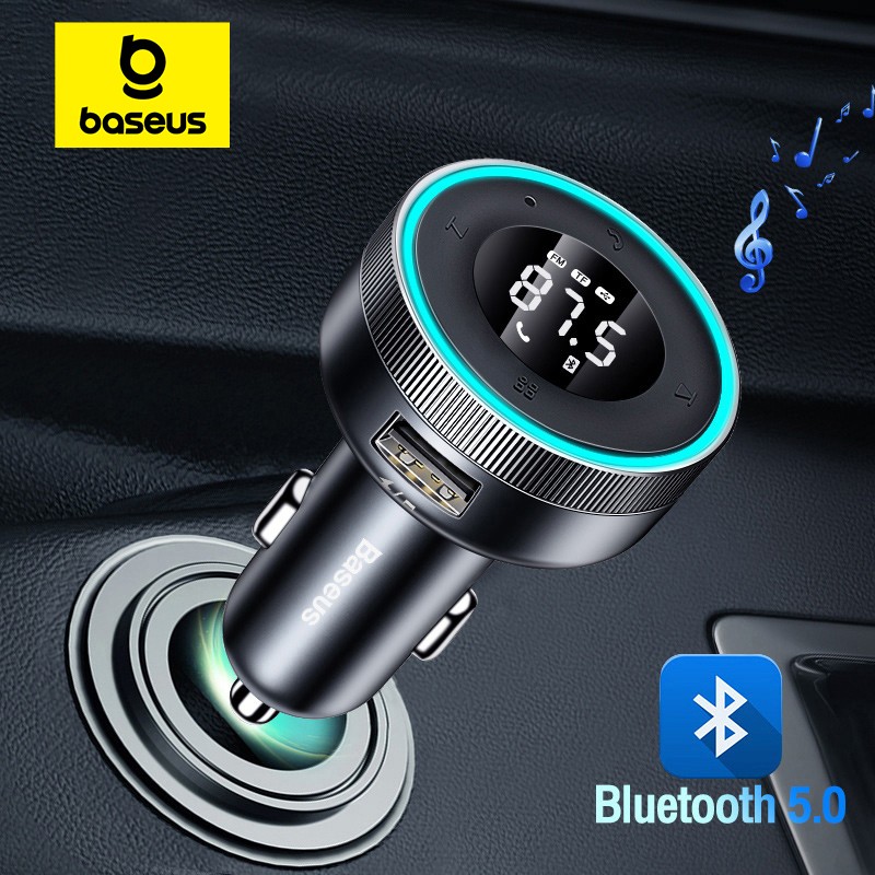 Baseus FM Transmitter Modulator  Bluetooth 5.0 Car Kit with USB Fast Charging