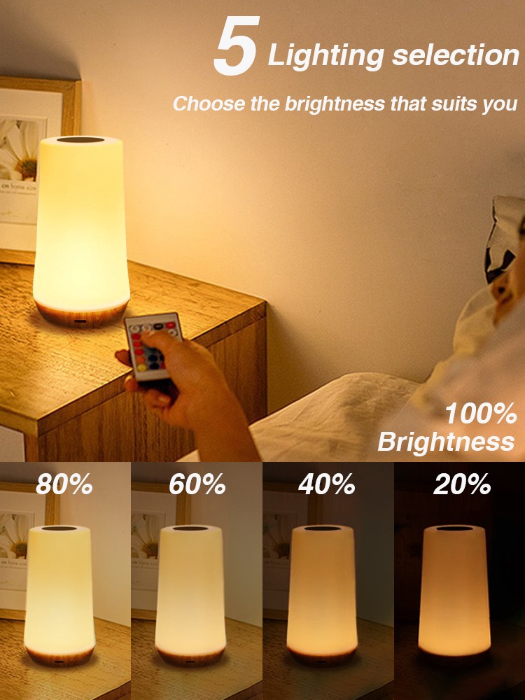 LED Night Light - 13 Color Changing RGB Table Lamp with Remote Control and Touch, Rechargeable Dimmable Bedside Light