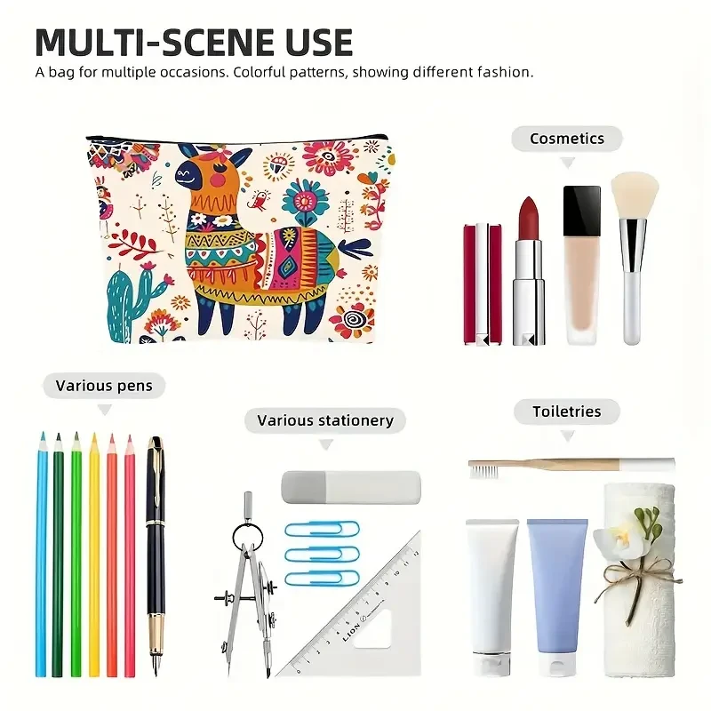 Chic Canvas Cosmetic Bag with Zipper  Lightweight & Foldable Travel Makeup Pouch