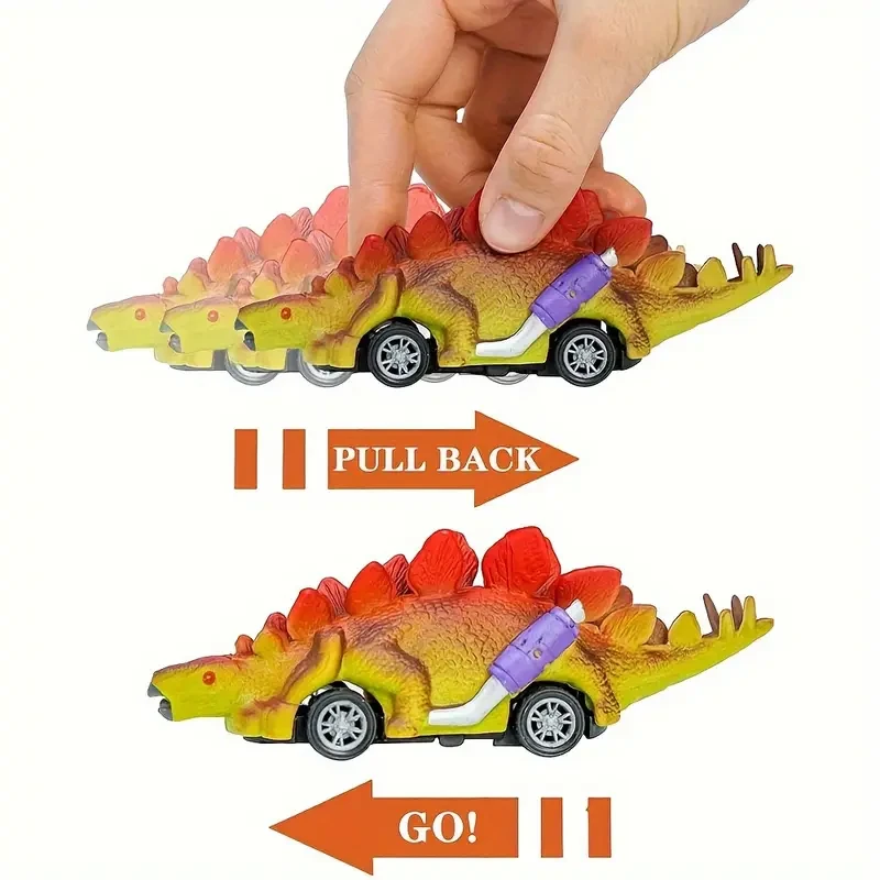 6-Pack Dinosaur Pull-Back Toy Cars Set