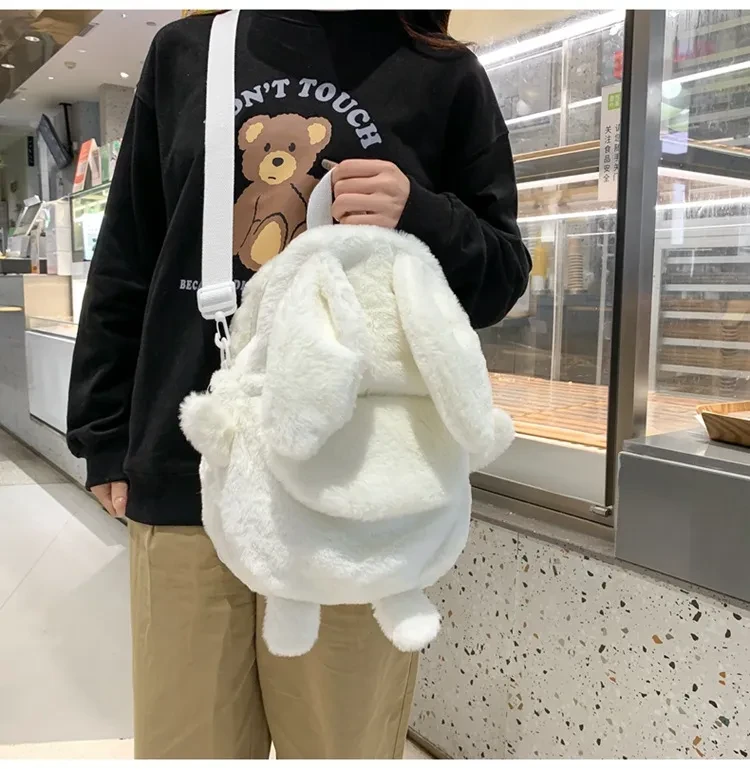 Autumn And Winter Plush Backpack With Large Capacity