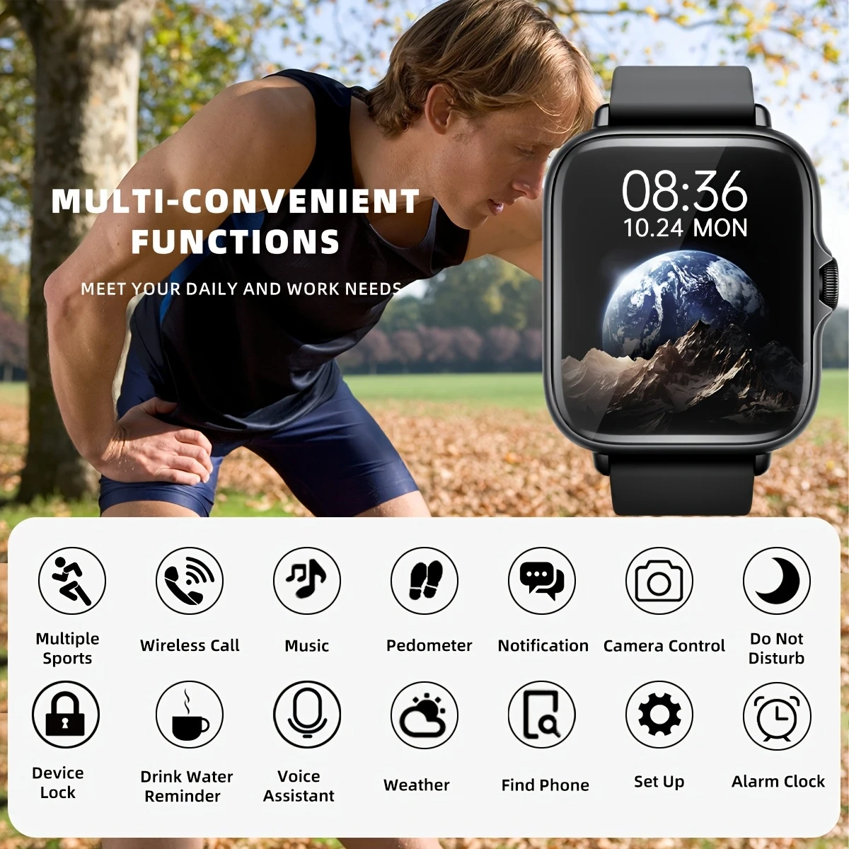 [Full Touch Screen] Sports Smart Watch  1.83'' Full Touch Screen Display, Sleep Monitoring, Pedometer, and Information Alerts, Compatible with iPhone and Android Phones, Ideal Gift for Men and Women