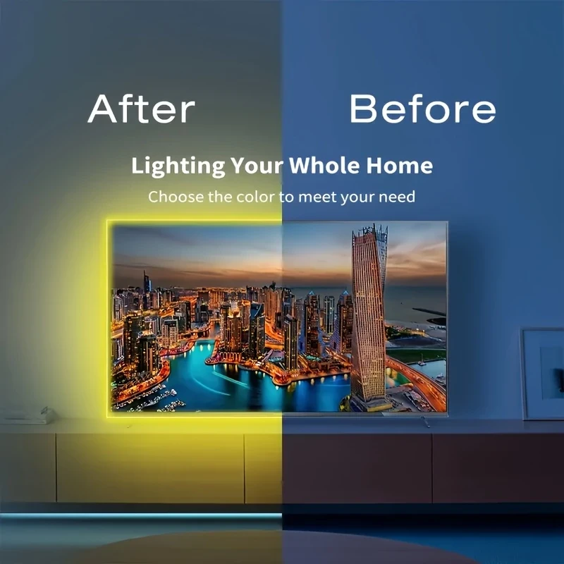 199.9/500.13 cm RGB Smart LED Strip 5V-3535 Indoor/Outdoor Strip with 3-Key Remote Control, Battery Box (No Battery Included), Perfect for Bedroom, Living Room, Party Decoration, Ideal Gift