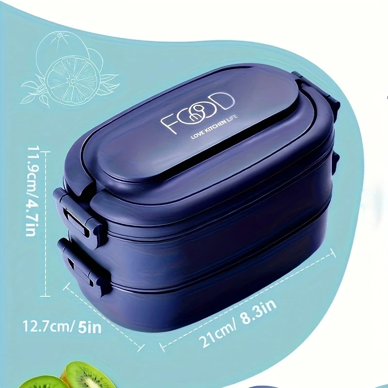 LDQ Stackable Lunch Box with Utensils Leakproof, Microwave Safe, 1550ml Bento Box for Work & Outdoor Use Meal Prep Container with Compartments for Salads, Pasta, Veggies