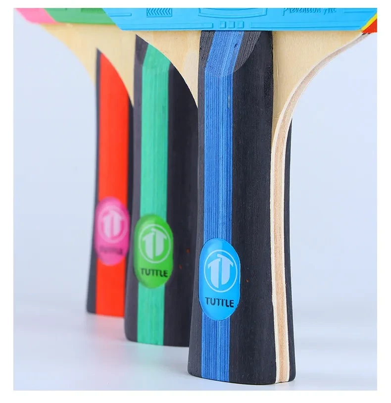 Colorful Pure Wood Single Racket Cover Professional High Elastic Long Handle Horizontal