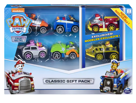 Original Box 6PCS/set Paw Patrol True Metal Classic Gift Collectible Die-Cast Vehicles 1:55 Scale Ryder Figure Children Gift