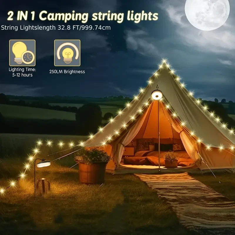 Camping String Lights, 2in 1