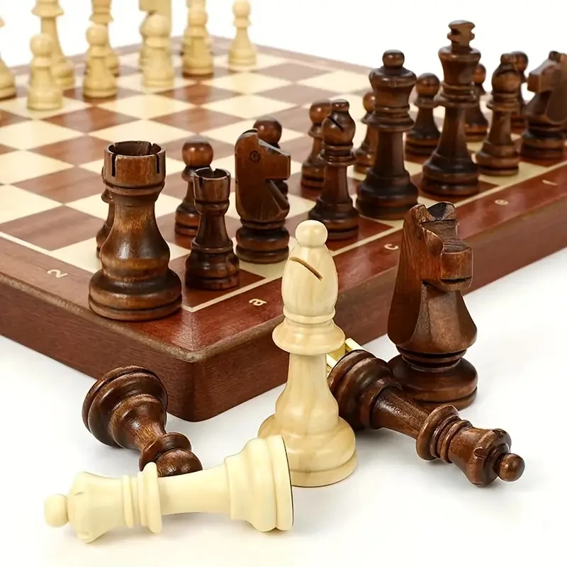 38.1cm X 38.1cm (15" X 15") Chess Solid Wood Large Premium Folding Set