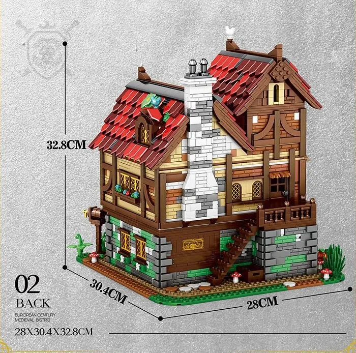 Medieval Pub Model Decoration Toys Puzzle Assembled Building Blocks