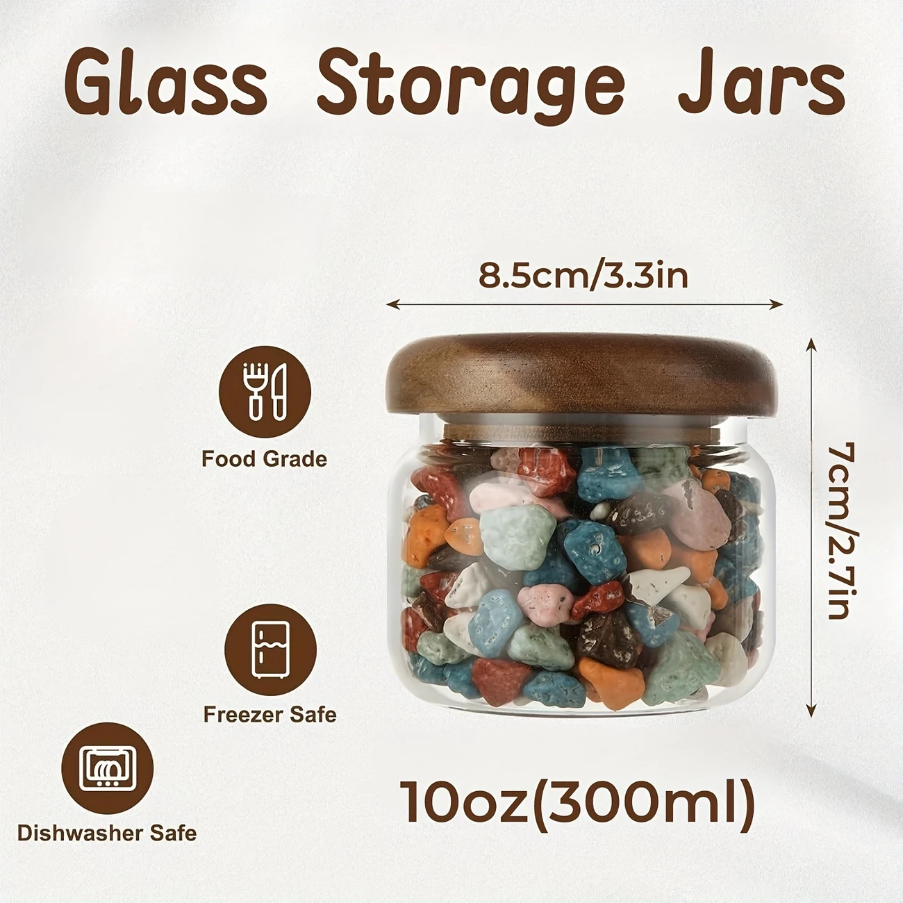 4 Small Glass Storage Jars with Airtight Lid Perfect for Kitchen & Dining Room Organization