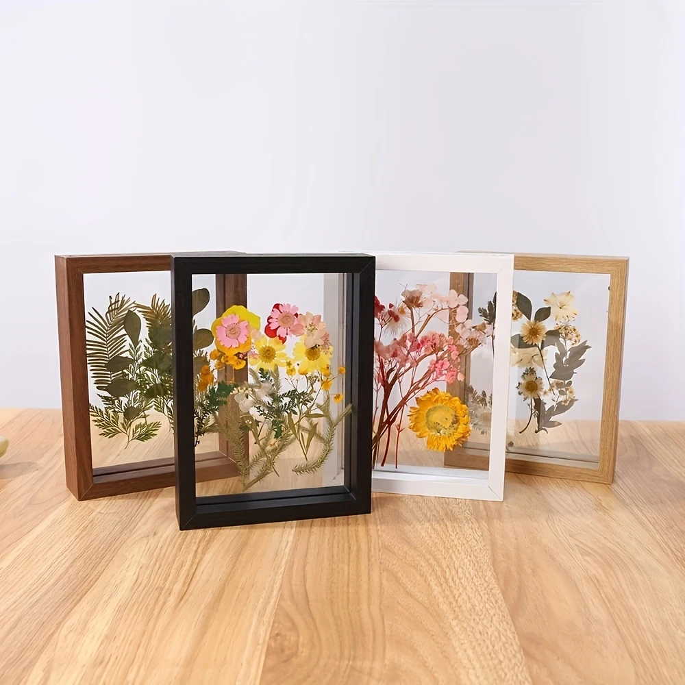 Wooden Double-Sided Frame Transparent Glass for Desktop Display of Plant Leaf Specimen, A4 Paper Cutting, DIY Painting