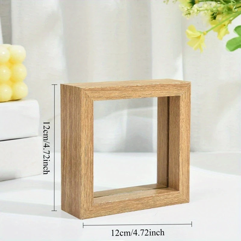 3pcs Wood Creative Double-Sided Glass Plant Specimen Photo Frame New Chinese Stereo Frame, Transparent Wood Photo Frame for Artistic Display