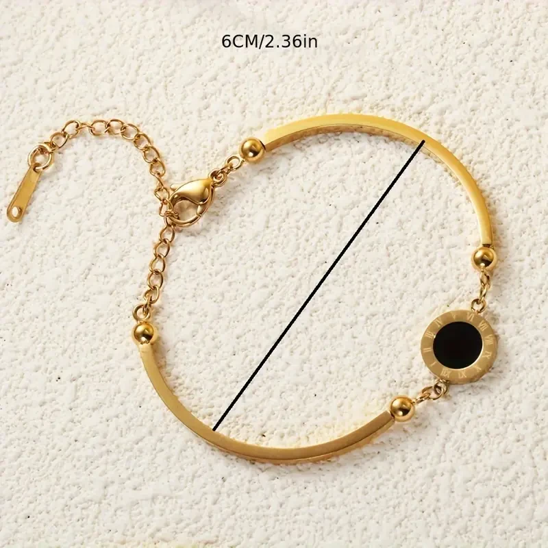 Fashion Classic Black Shell Bracelet Gold-Plated Stainless Steel Womens Jewelry