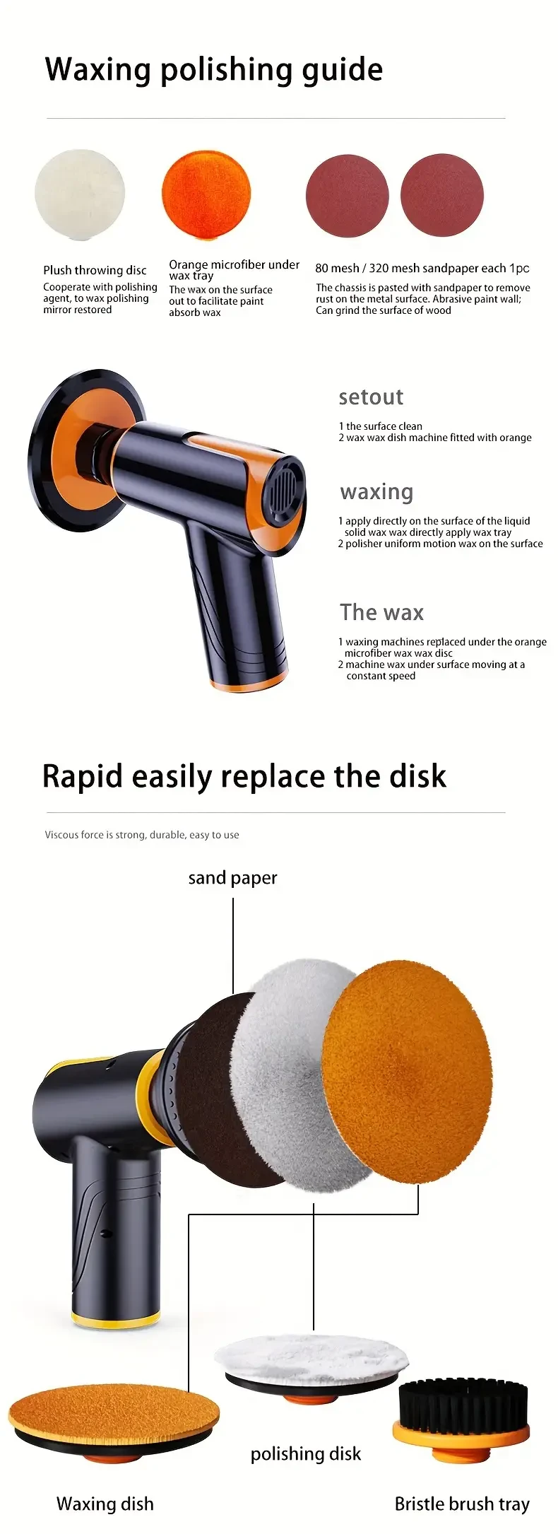 Portable 100W Wireless Car Waxer & Polisher