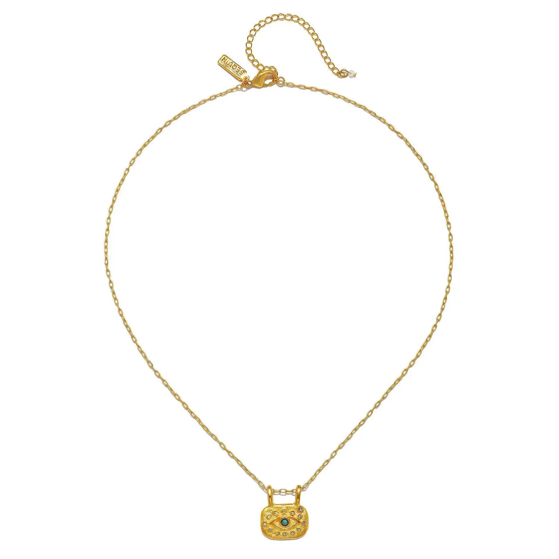 INS Zircon Eye Necklace Sliding Pendant Copper Plated Gold 18K Color Retention